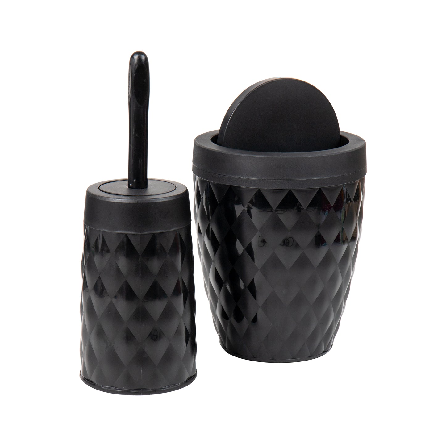 Mind Reader Trash Can and Toilet Brush Set, Bathroom Decor, Swivel Lid, Accessories, 8.75"W x 11.25"H, 2 Piece Set