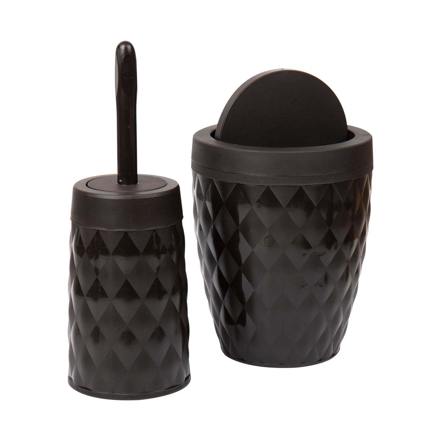 Mind Reader Trash Can and Toilet Brush Set, Bathroom Decor, Swivel Lid, Accessories, 8.75"W x 11.25"H, 2 Piece Set