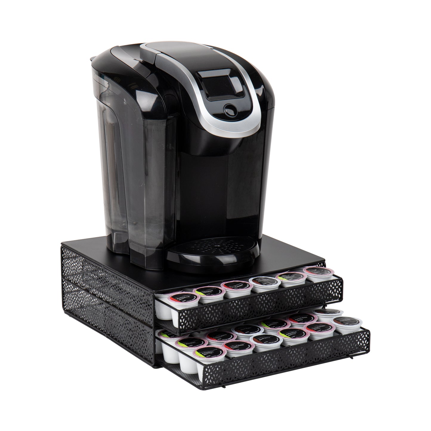 Mind Reader Single Serve Coffee Pod Drawer, 36 Pod Capacity, Countertop Organizer, Metal, Black