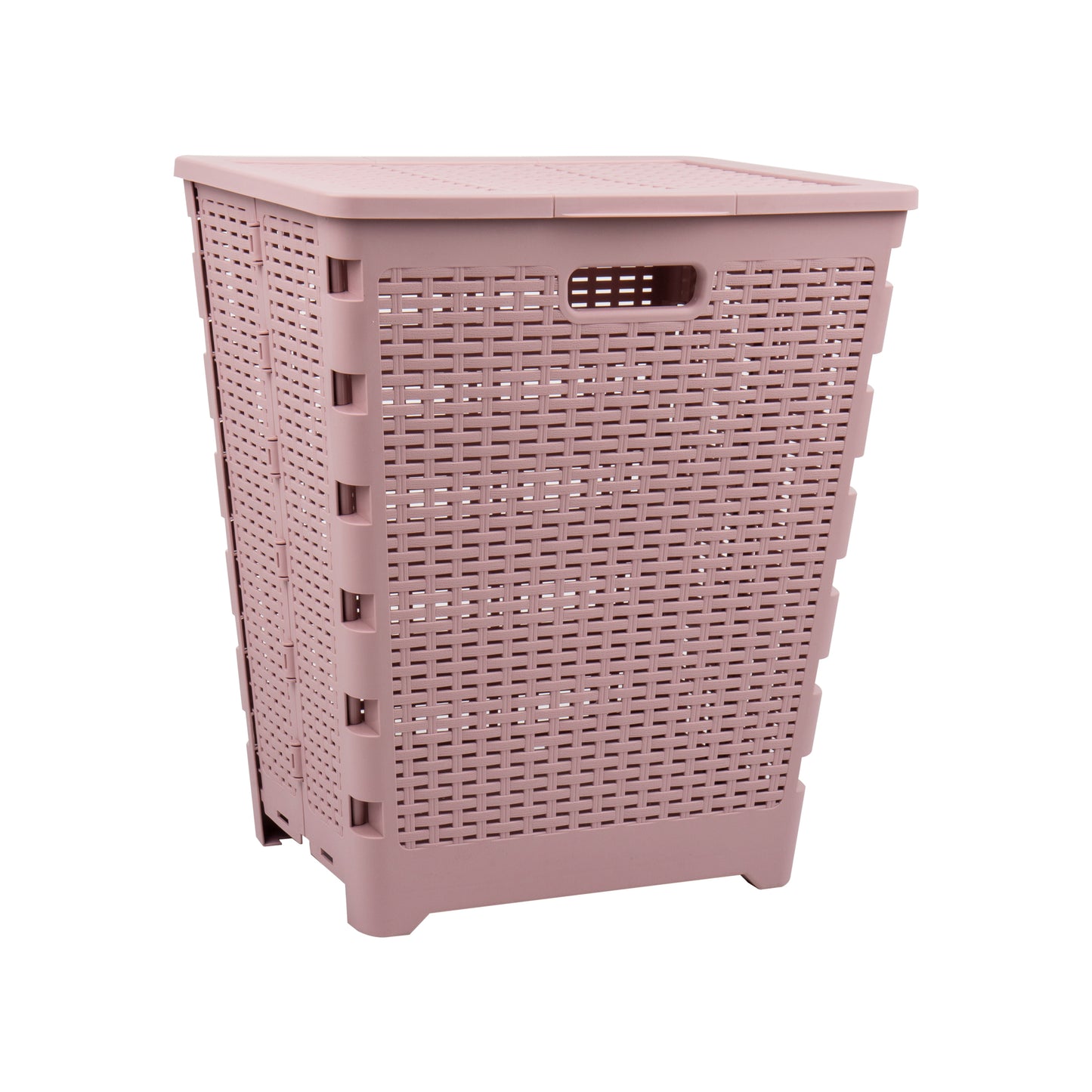 Mind Reader Basket Collection, Foldable Laundry Hamper, 61 Liter (10kg/22lbs) Capacity, Cut Out Handles, Attached Hinged Lid, Ventilated