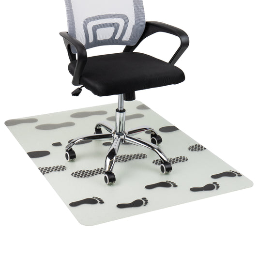 Mind Reader 9-to-5 Collection, Office Chair Mat with Grippers for Low Pile Carpet, 47.25 x 35.25, Polycarbonate, Clear with Black Going Places Footprint Art
