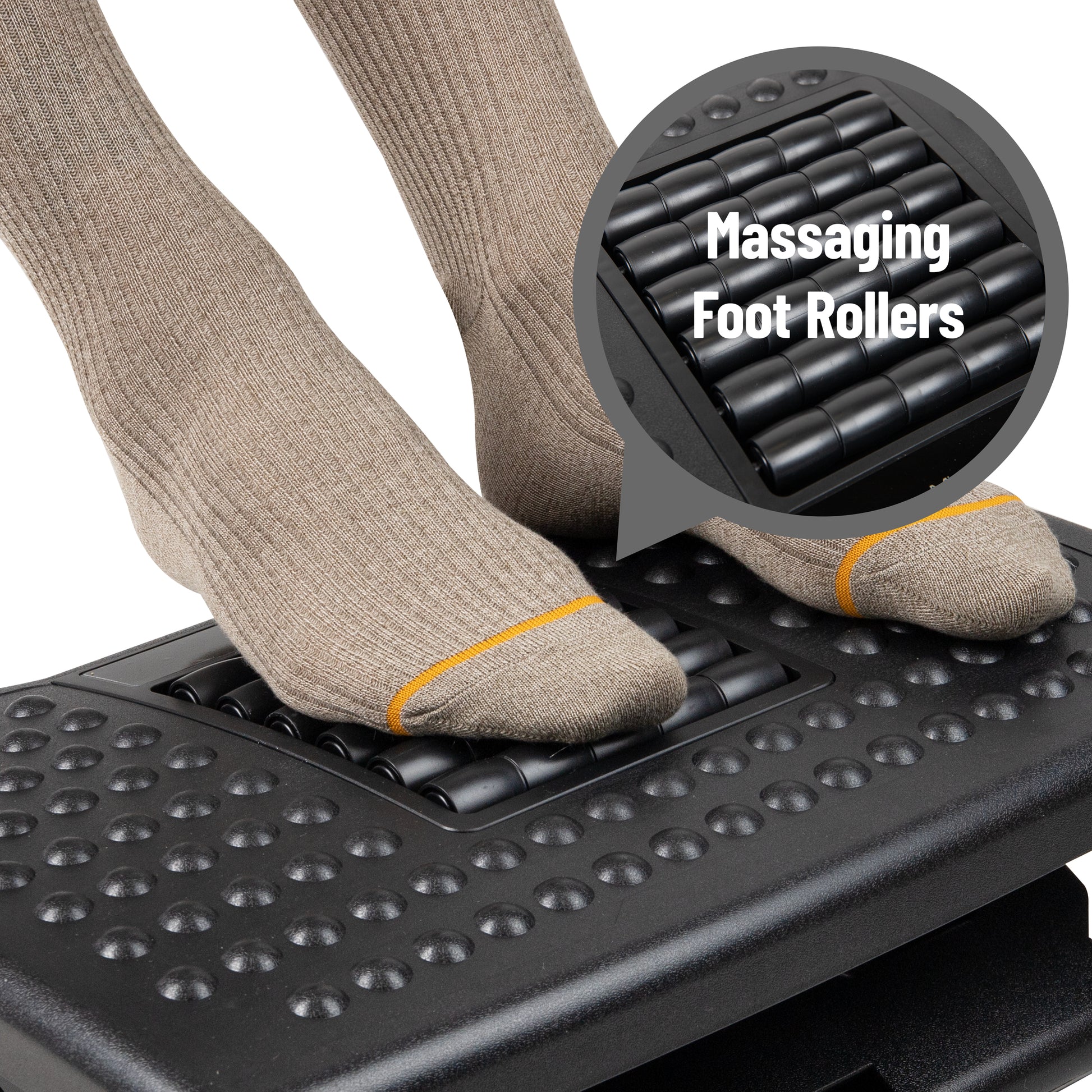 Under Desk Footrest Ergonomic Foot Stool with Massage Rollers Max