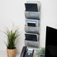 Mind Reader 3-Compartment Vertical File Organizer, Wall Mount, Desktop Space Saver, Office Organizer, Galvanized Metal, Silver