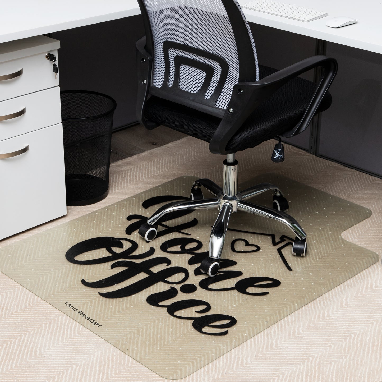 Mind Reader Office Chair Mat for Carpet, Under Desk Protector, Carpet Grips, Rolling, Polycarbonate, 47.25 x 35.5, Clear