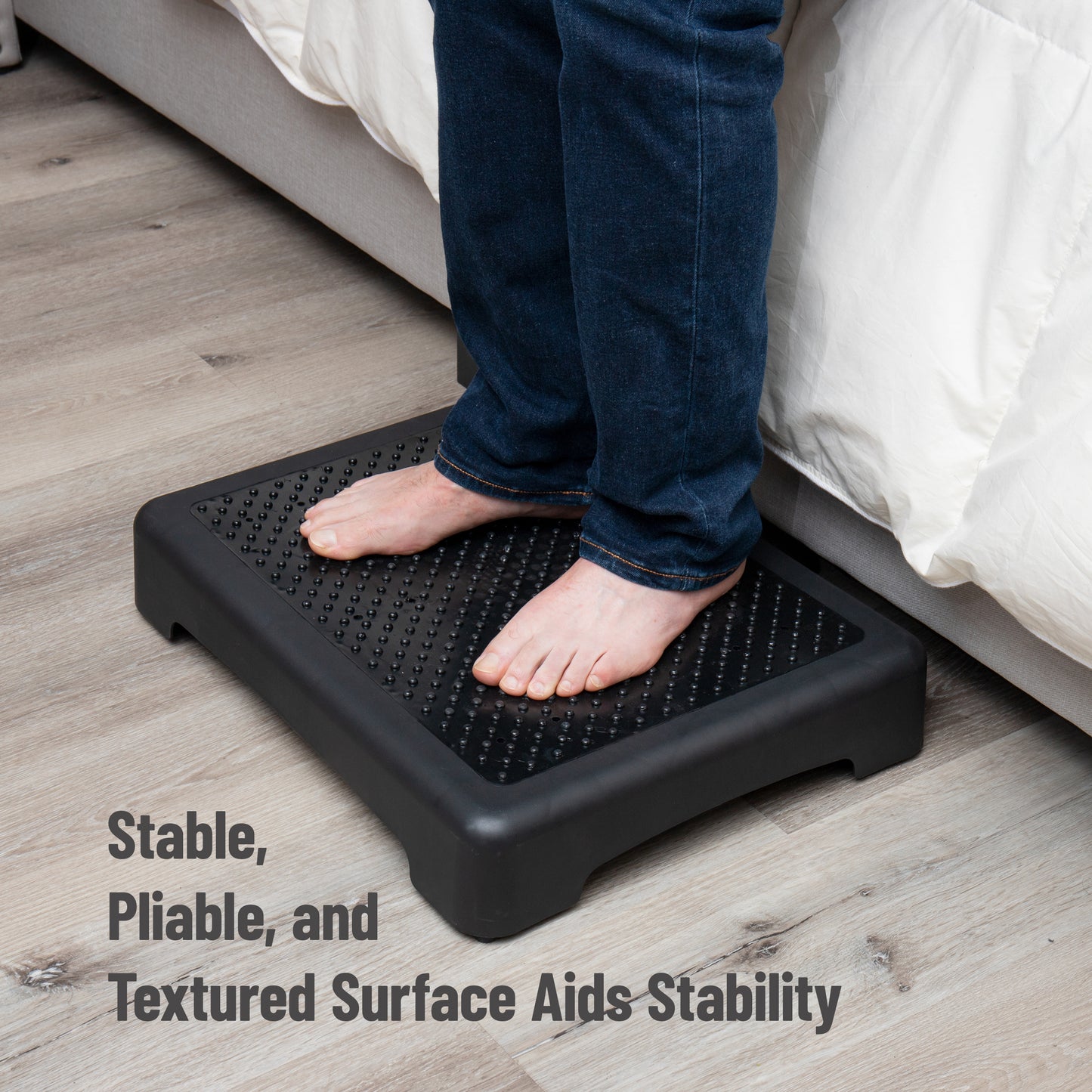 Mind Reader Anchor Collection, Indoor/Outdoor Platform Booster Step, Soft, Pliable Surface for Improved Comfort, Black