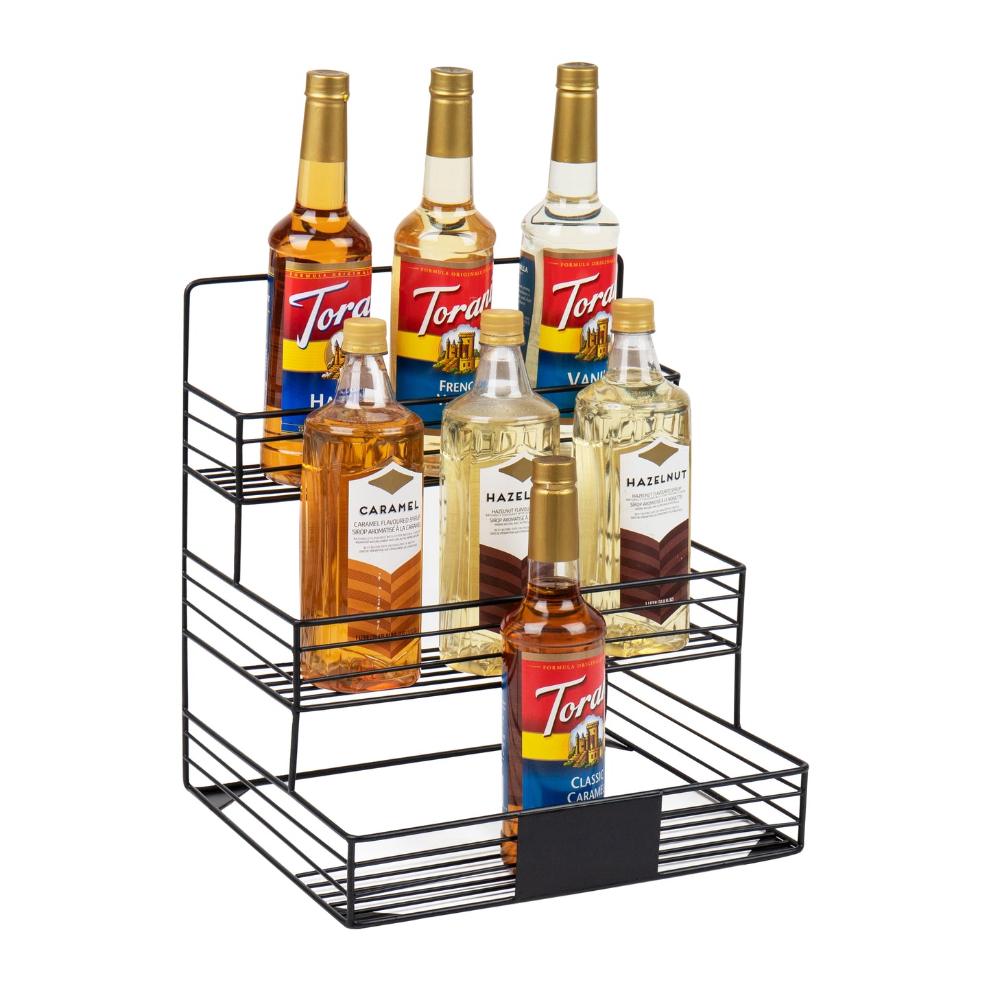 Mind Reader Alloy Collection, Tiered Bottle Stand, Countertop Organizer, Metal, Black