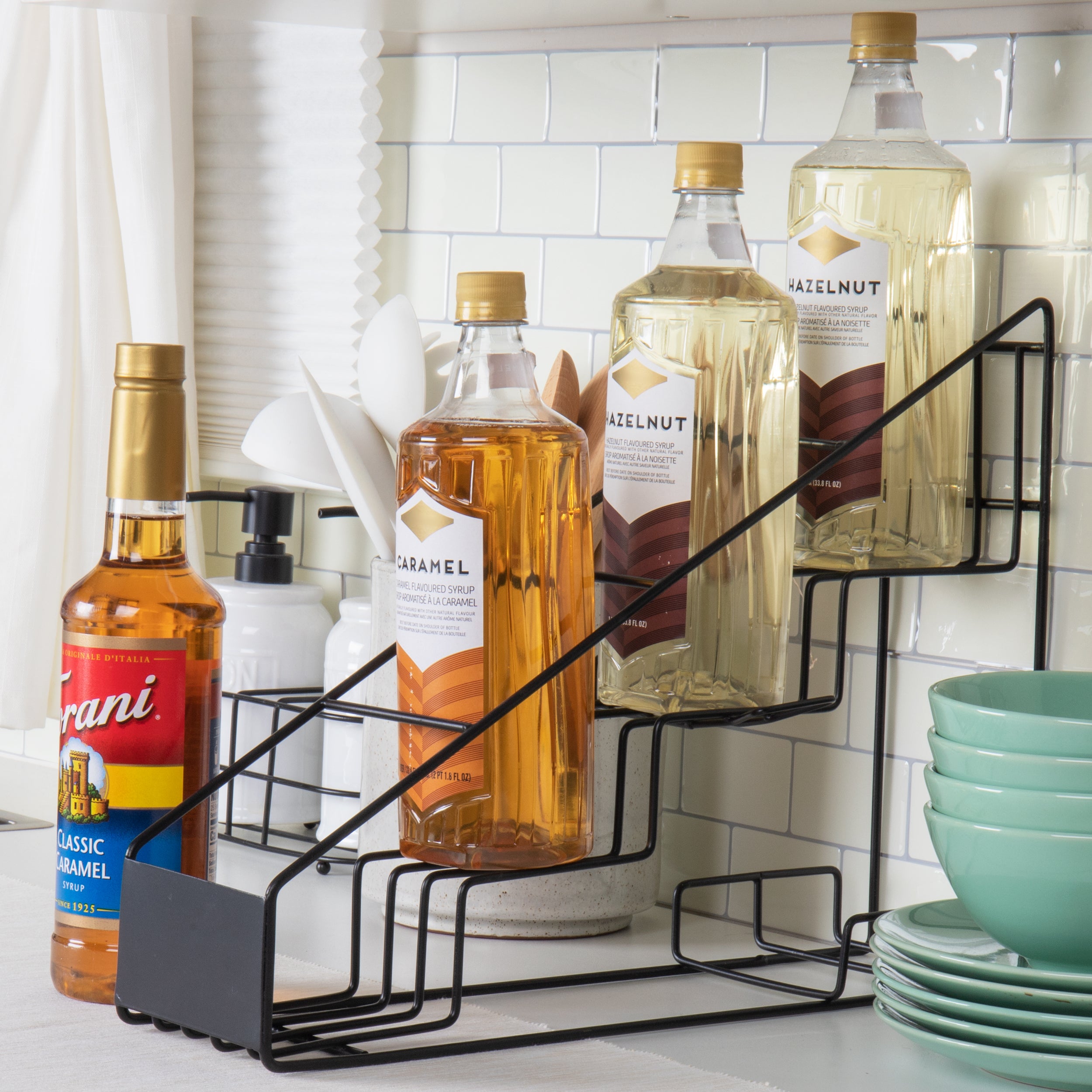 Countertop outlet bottle storage