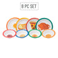 Mind Reader Bon Appetit Collection, Kids Plate and Bowl Set, Kitchen, Serveware, Set of 8, Melamine, Multi-color