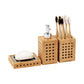 Mind Reader Lattice Collection, Soap Dish, Liquid Soap Dispenser, and Toothbrush Holder Set, Bathroom, Rayon from Bamboo, Brown