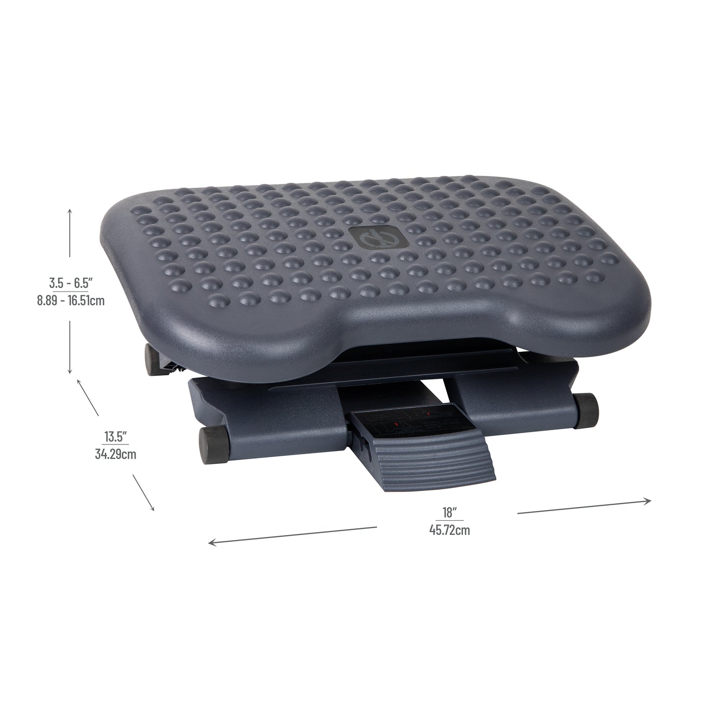 Mind Reader Foot Rest, Under Desk at Work, Ergonomic, Height Adjustable, Office, Plastic, 18"L x 13.5"W x 6.5"H, Black