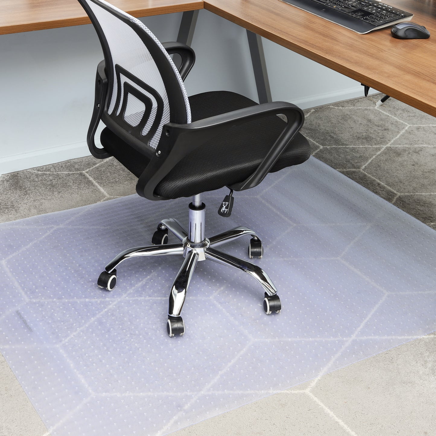 Mind Reader 9-to-5 Collection, Office Chair Mat with Spikes for Low Pile Carpet, 60 x 46, PVC, Clear