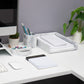 Mind Reader Desktop Set, Pen Cup, Catch-All Dish, Paper Tray, Office, Resin, 10.25"L x 12.25"W x 2.5"H, 3 Pcs., White