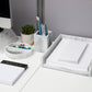 Mind Reader Marbella Collection, 3 Pc. Office Set includes: Pen Cup, Catch-All Dish, and Paper Tray, Office, Resin, White