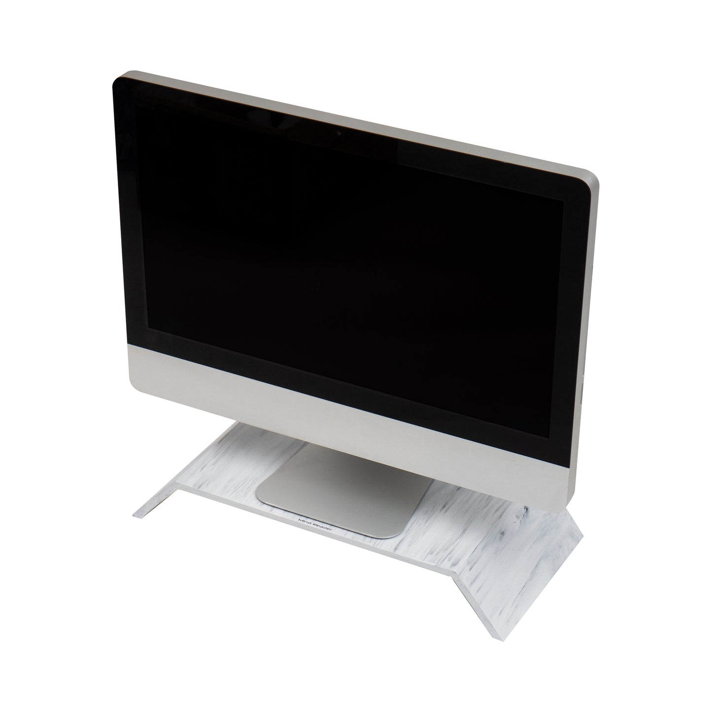 Mind Reader Monitor Stand, Contemporary, Desktop Organizer, Laptop Riser, Office, Resin, 18.25"L x 9"W x 3"H, White