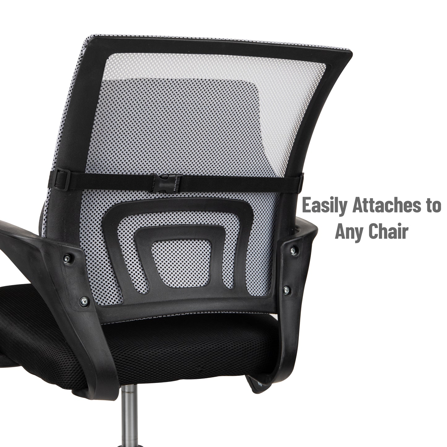 Mind Reader Harmony Collection, Ergonomic Back Cushion, Attaches to Office Chair, Lower Back Pressure Relief, Posture Support, Lightweight and Portable, Memory Foam with Gel Core, Black