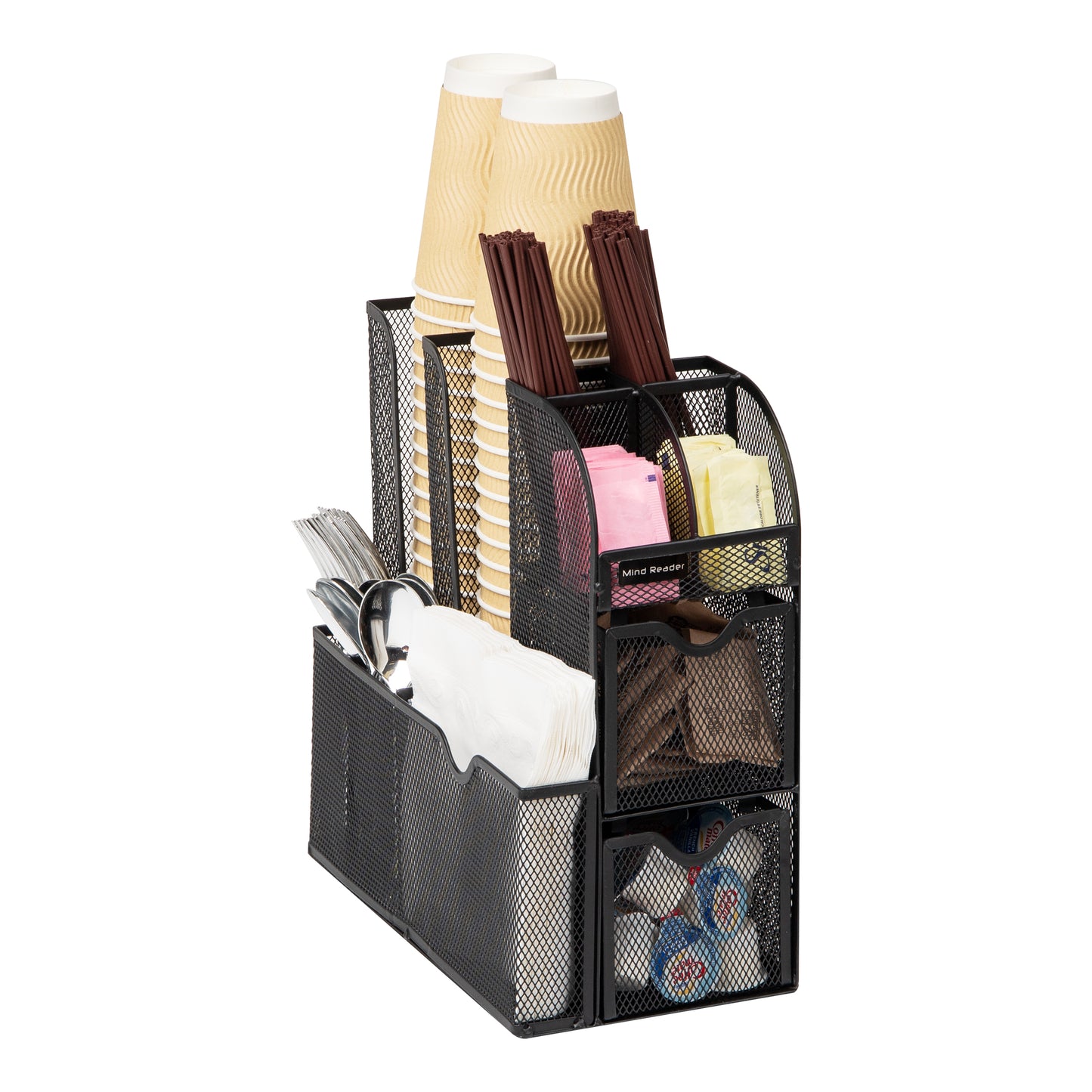 Mind Reader 11 Compartment Coffee Condiment Organizer - Black