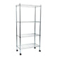 Mind Reader Alloy Collection, Adjustable 4-Tier Industrial Storage Shelves with Wheels, Metal, Silver