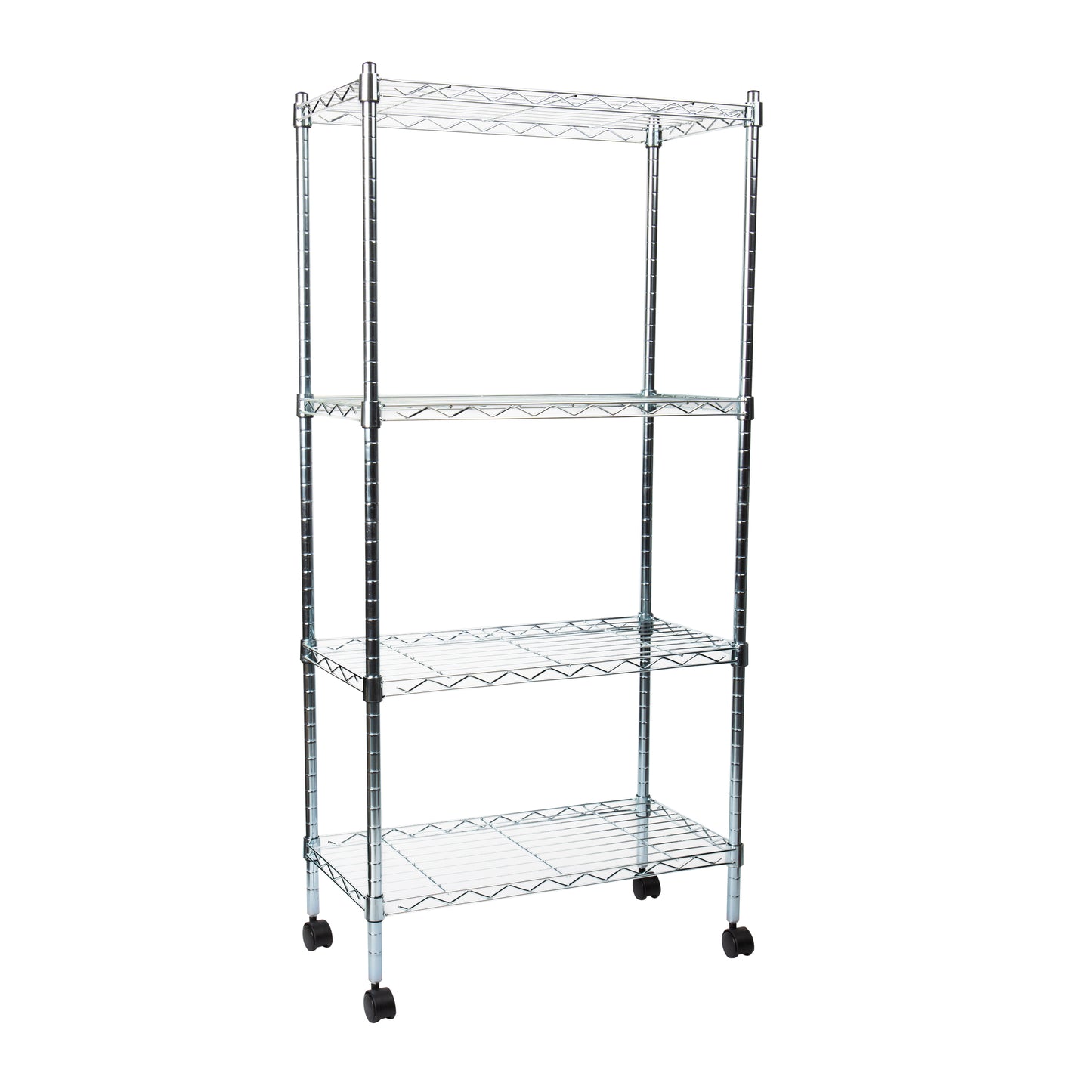 Mind Reader Storage Shelves, Garage Shelving, Storage, Pantry Organization, Wheels, Metal, 23.25"L x 13.5"W x 49.5"H, Silver