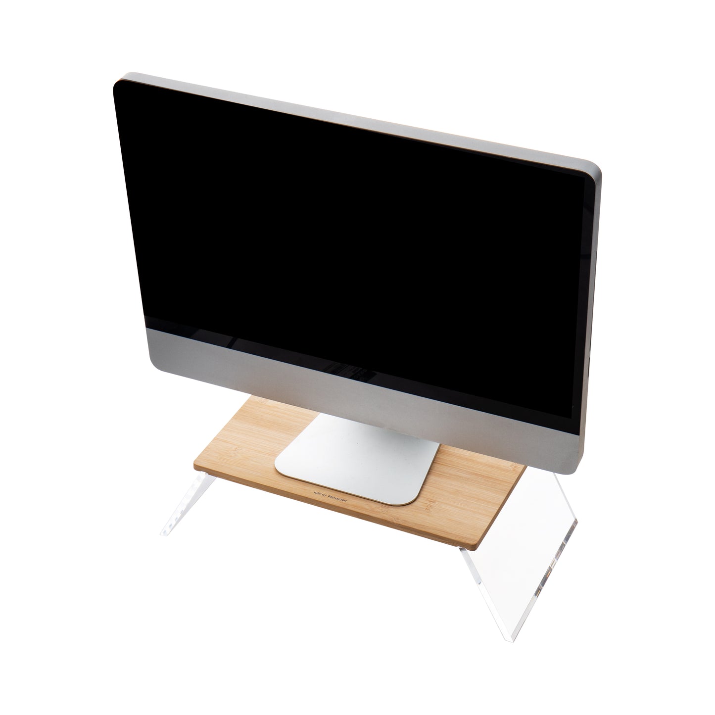 Mind Reader Monitor Stand, Laptop Riser, Desktop Organizer, Acrylic, 18.25"L x 9"W x 4.85"H, Brown