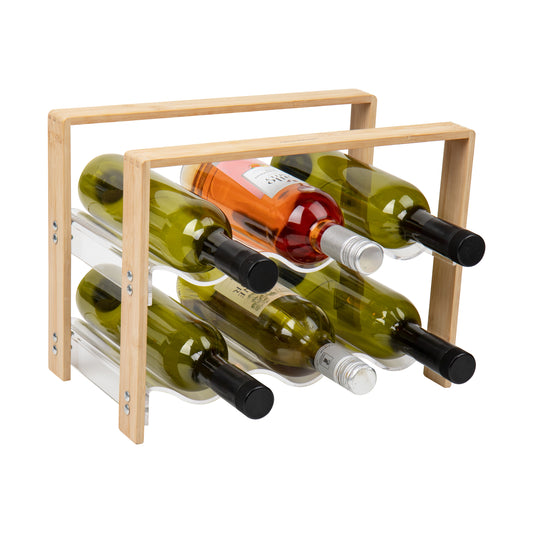 Mind Reader Wine Rack, Kitchen Decor, Countertop Organizer, Apartment Essential, Storage, Acrylic, 14"L x 8"W x 10.5"H, Brown