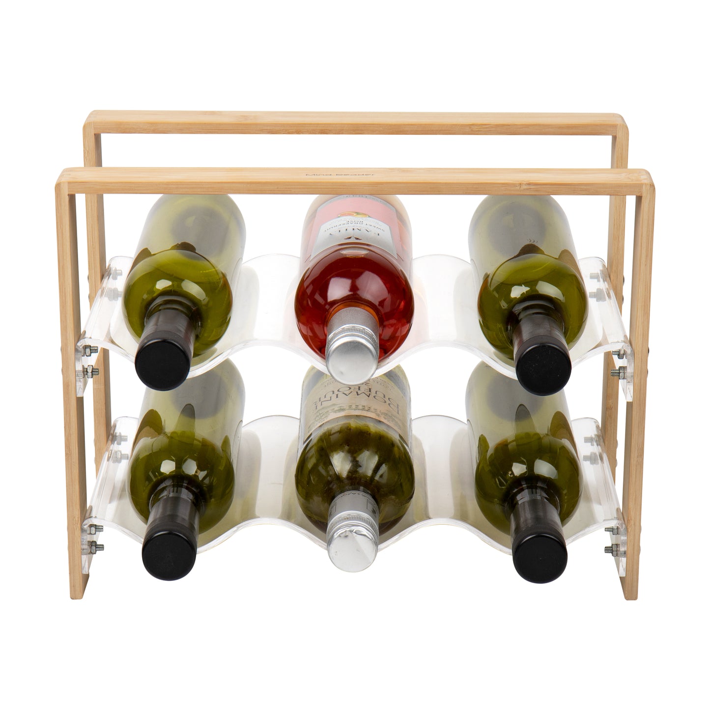 Mind Reader Modern Collection, Wine Rack, 6 Bottle Capacity, Serveware, Countertop Organizer, Rayon from Bamboo and Acrylic, Brown
