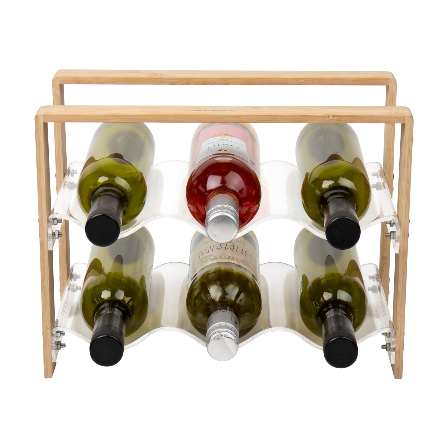 Mind Reader Wine Rack, Kitchen Decor, Countertop Organizer, Apartment Essential, Storage, Acrylic, 14"L x 8"W x 10.5"H, Brown