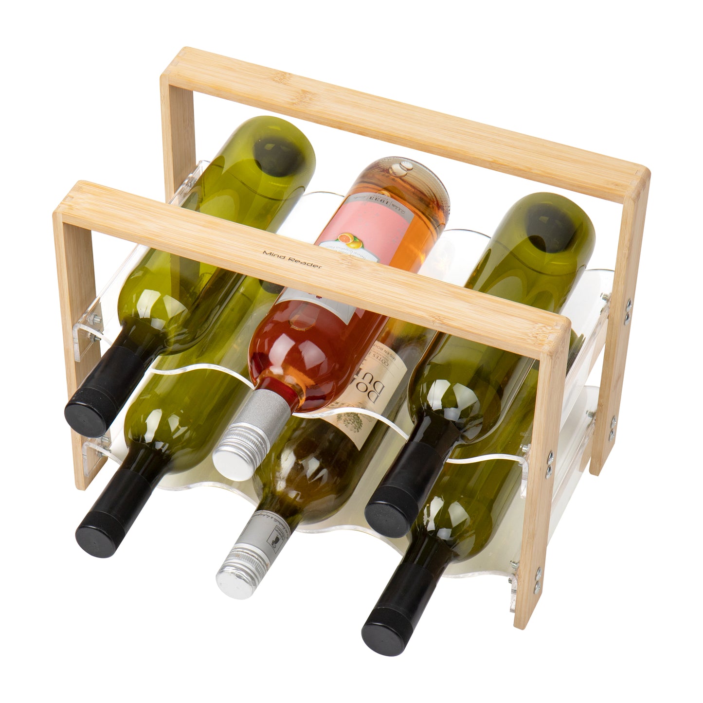 Mind Reader Modern Collection, Wine Rack, 6 Bottle Capacity, Serveware, Countertop Organizer, Rayon from Bamboo and Acrylic, Brown