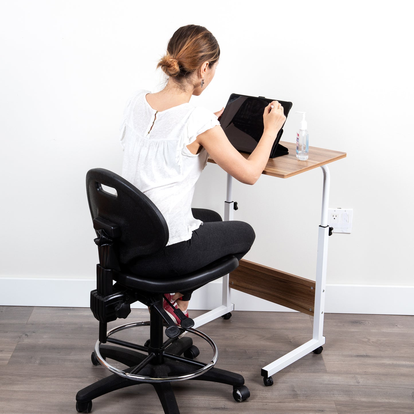 Mind Reader Standing Desk, Laptop Stand, Height Adjustable, Computer Table, Work Table, MDF, 21.75"L x 15.75"W x 33"H, White