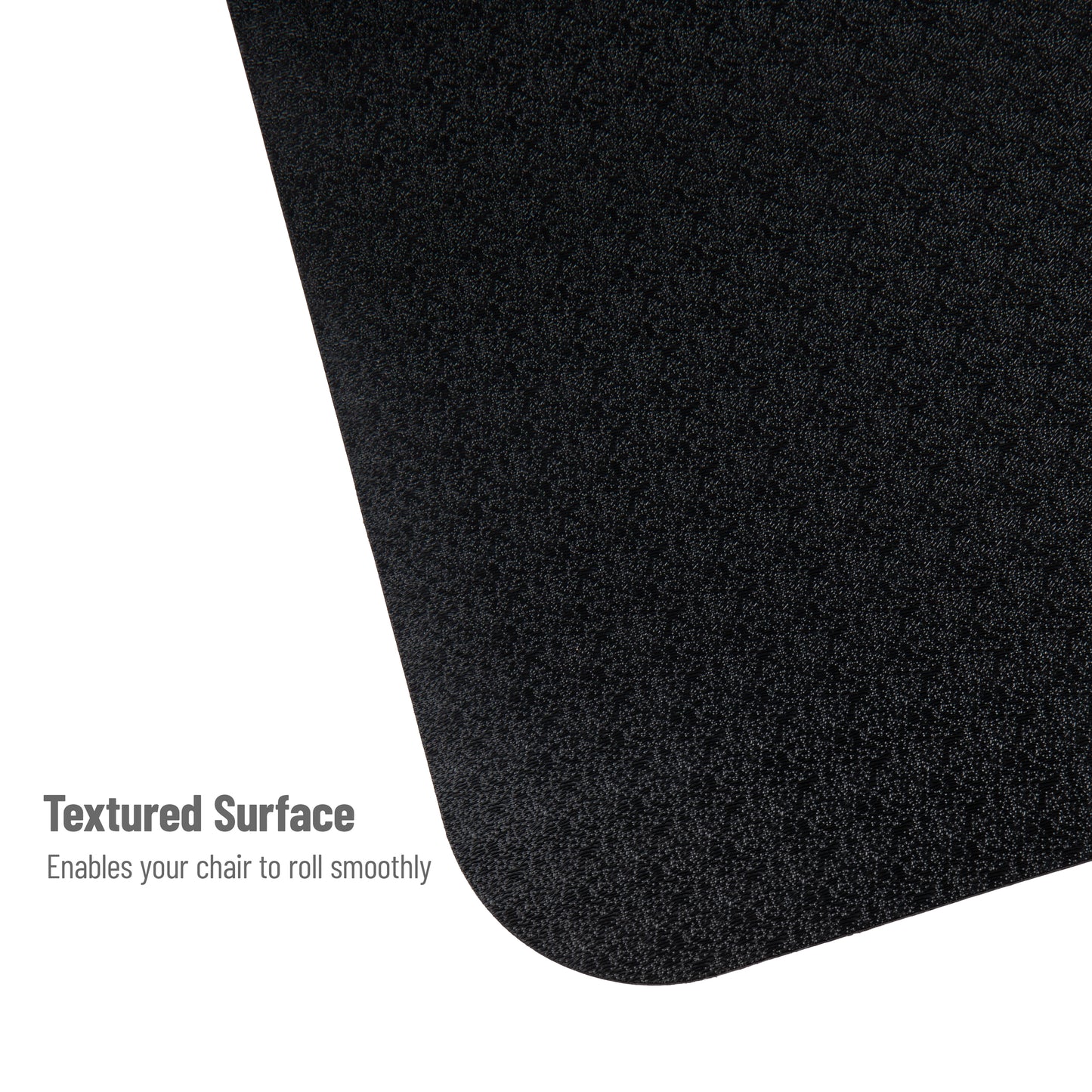 Mind Reader Office Chair Mat for Hardwood Floors, Under Desk Floor Protector, Rolling, PVC, 47.5"L x 35.5"W x 0.1"H, Black