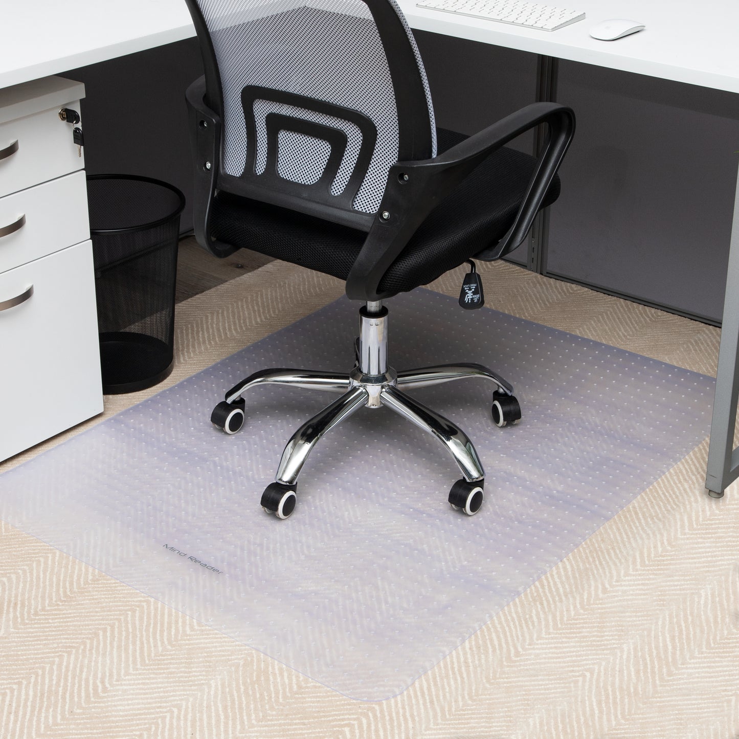 Mind Reader 9-to-5 Collection, Office Chair Mat with Spikes for Low Pile Carpet, PVC, 47"L x 3.25"W x 0.1"H, Clear