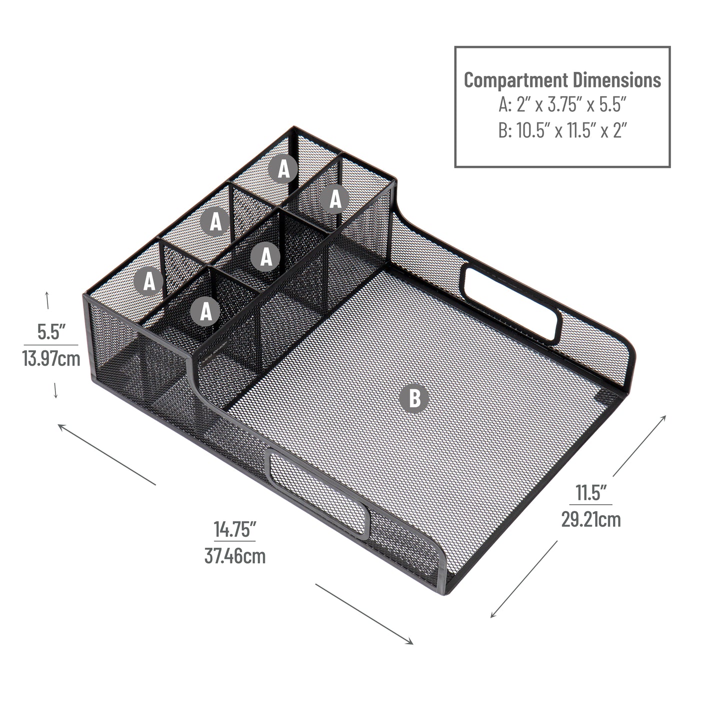 Mind Reader Utensil Napkin & Plate Holder, Silverware Organizer, Serving Tray, Black