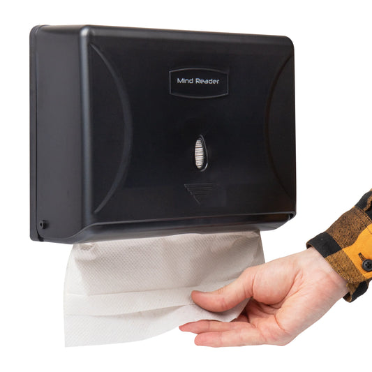 Mind Reader Paper Towel Dispenser, Paper Towel Holder, Restroom, Wall Mount, 3.75"L x 10.25"W x 8"H