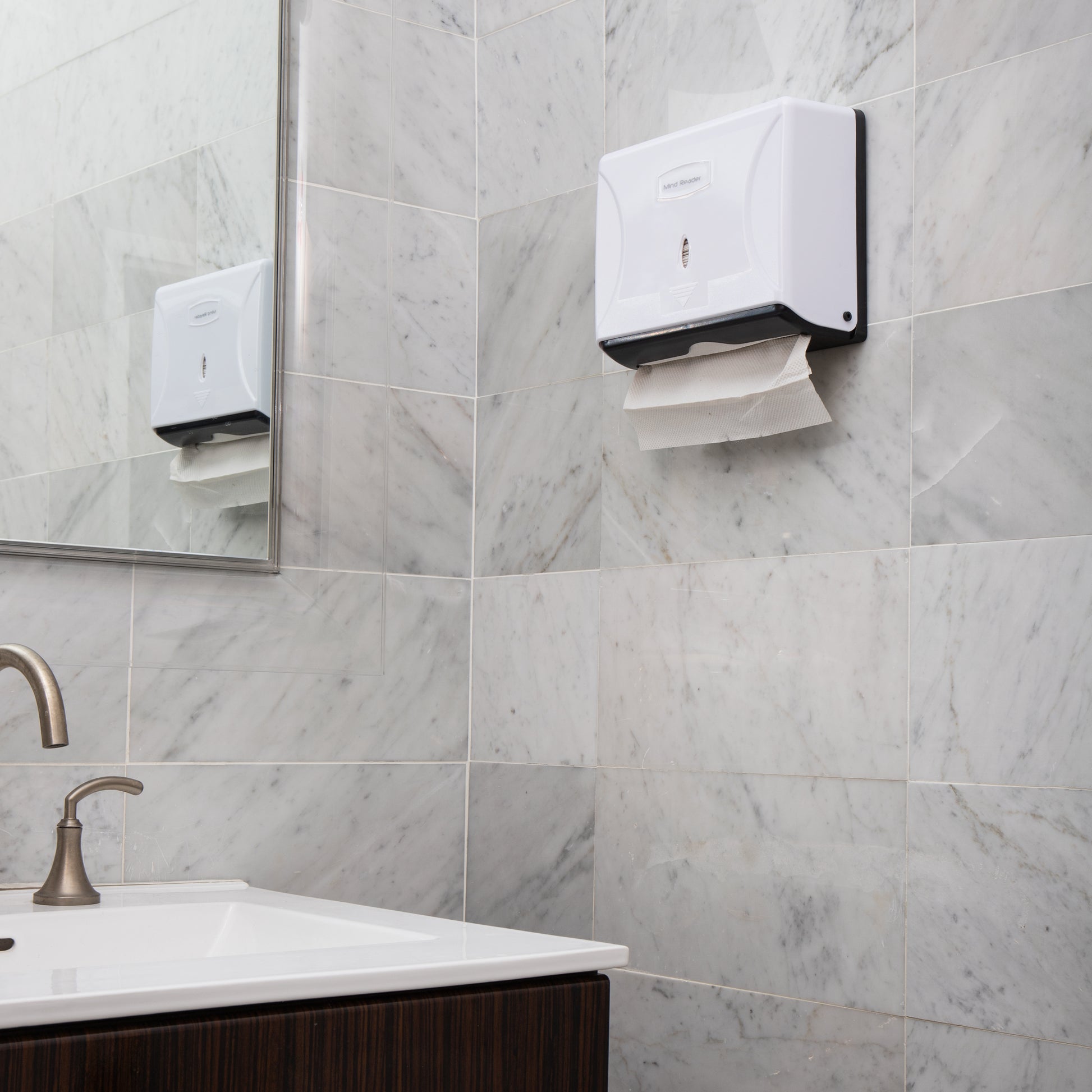 Mind Reader Dispensador de rollo de baño, soporte de papel higiénico  comercial montado en la pared para baño, restaurante, campus, compartimento