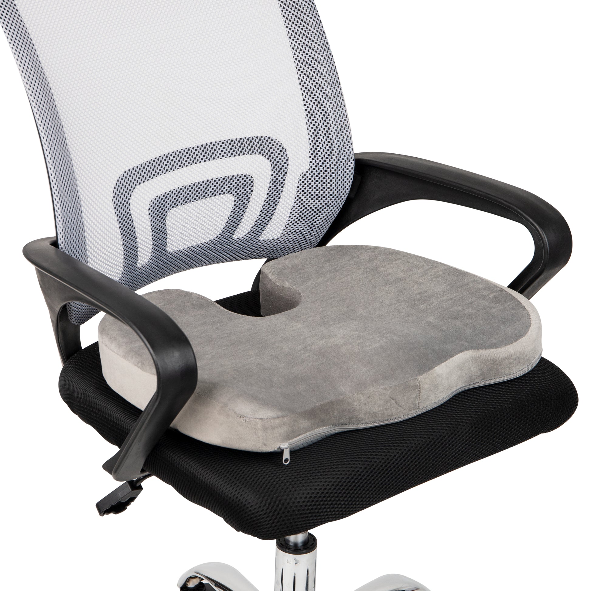 Memory Foam Lumbar Pillow for Car or Office Chair - Gray, Medium
