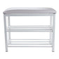 Mind Reader Woodland Collection, 3-Tier Bench, 2 Shoe and Accessory Shelves, Padded Top, Mudroom, Entryway, Bedroom, Metal, White