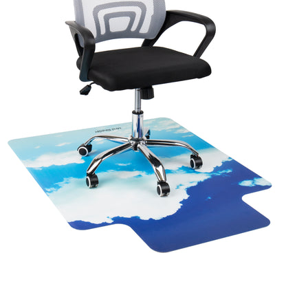 Mind Reader 9-to-5 Collection, Office Chair Mat with Lip, Anti-Skid Floor Protector, 47.25 x 35.5, PVC, Head in the Clouds Art, Blue