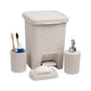 Mind Reader Bathroom Set, Trash Can, Toothbrush Holder, Liquid Soap, Soap Dish, 7.75"L x 7.75"W x 11"H, 4 Pc Set