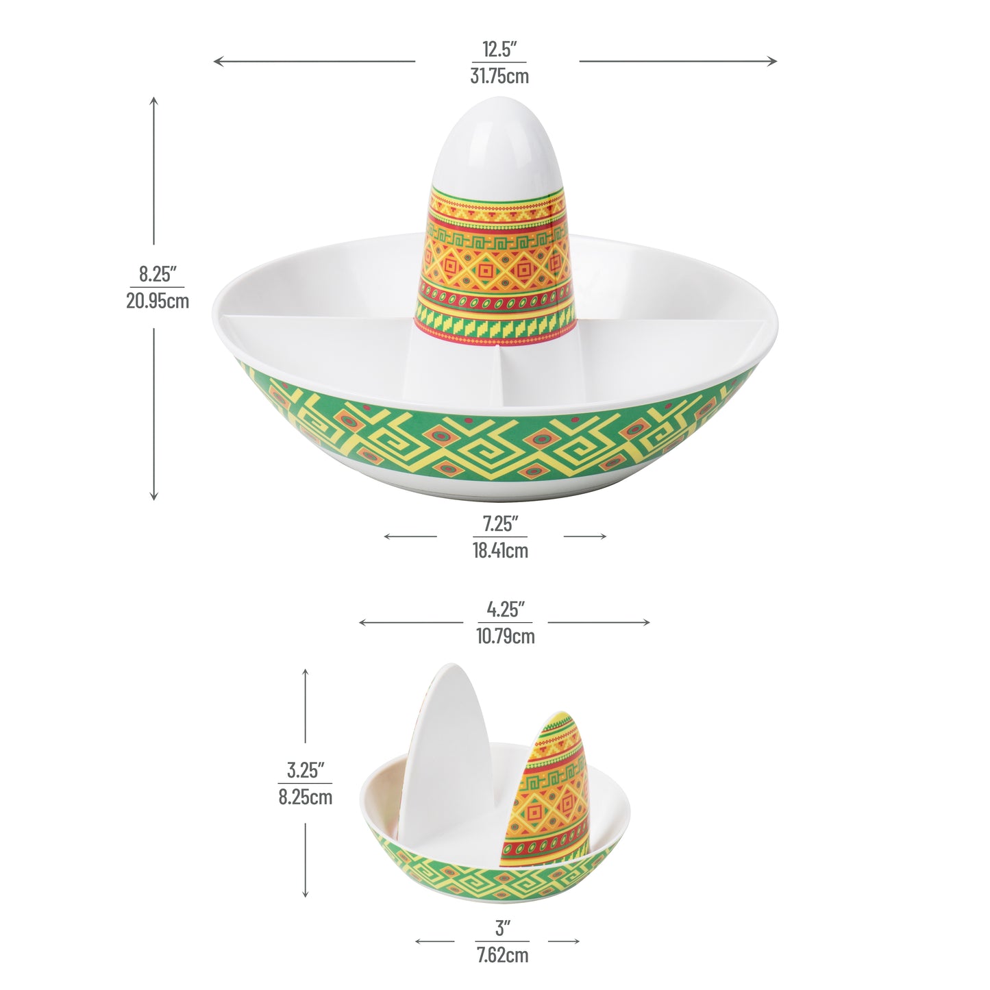 Mind Reader Taco Holders and Divided Serving Carousel Set, Taco Tuesday, Melamine, 12.5"Lx 12.5"W x 8.25"H, 5 pcs, White