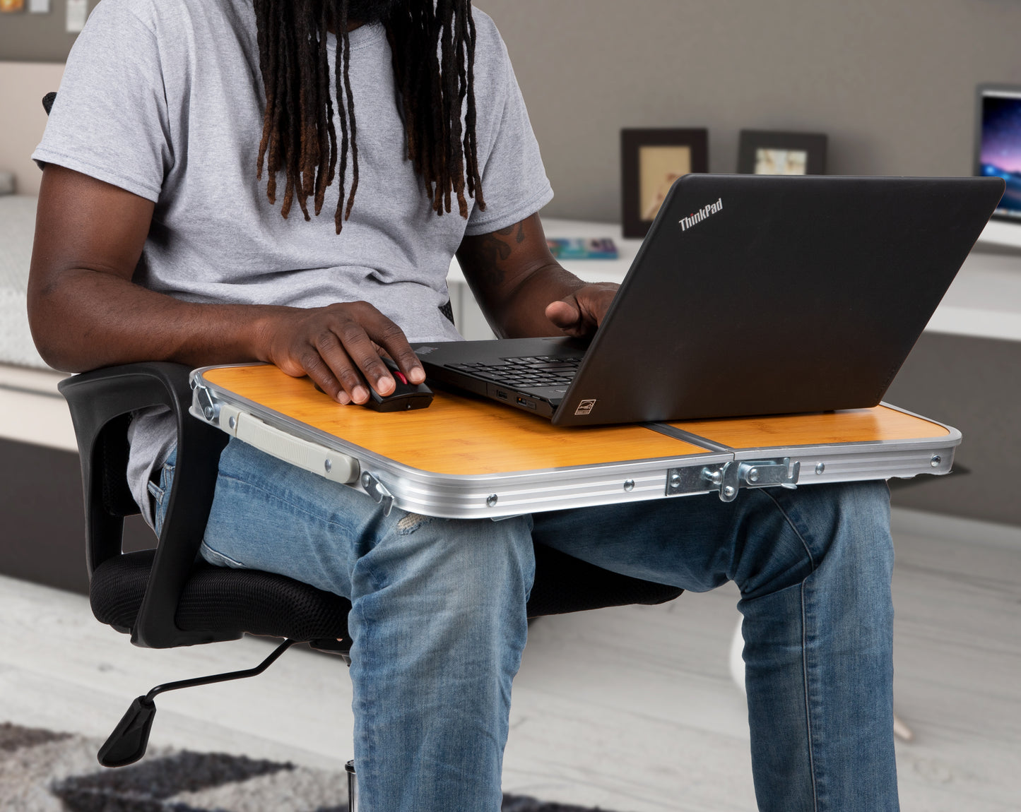 Mind Reader Lap Desk Laptop Stand, Bed Tray, Collapsible, Dorm Room, Portable, Dorm, MDF, Metal, 23.5"L x 16"W x 10"H