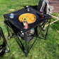 Mind Reader Collapsible Tailgate Table, Insulated Cooler Compartment, 4 Beverage Holders, Foldable and Portable, Camping, Tailgating, Black