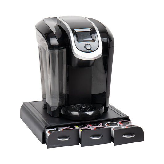 Mind Reader Single Serve Coffee Pod Organizer with 3 Drawers, 36 Pod Capacity, 13.5"L x 12.25"W x 2.5"H, Black