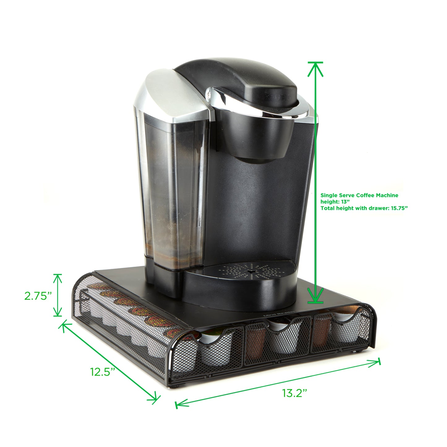 Mind Reader Anchor Collection, 3-Drawer Single Serve Coffee Pod Drawer, 36 Coffee Pod Capacity, Countertop Organizer, Coffee Machine Base