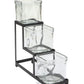 Mind Reader Alloy Collection, 3-Compartment, Graduated Condiment/Garnish Stand with Clear Glass Jars, Metal, Black