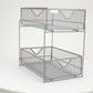 Mind Reader Network Collection, 2-Tier Sliding Basket Storage, Kitchen, Desk, Makeup, Cabinet Organizer, Metal Mesh, Set of 2, Silver