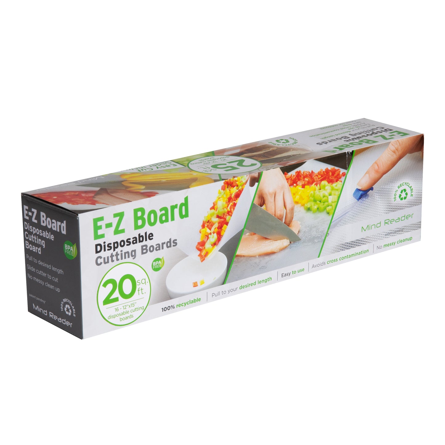 Mind Reader E-Z Board Disposable Plastic Cutting Board, 20 Square Feet, Easy Clean-Up and Convenient Use, Ideal for Camping, Hunting, Boating, and For People With Food Allergies, Clear