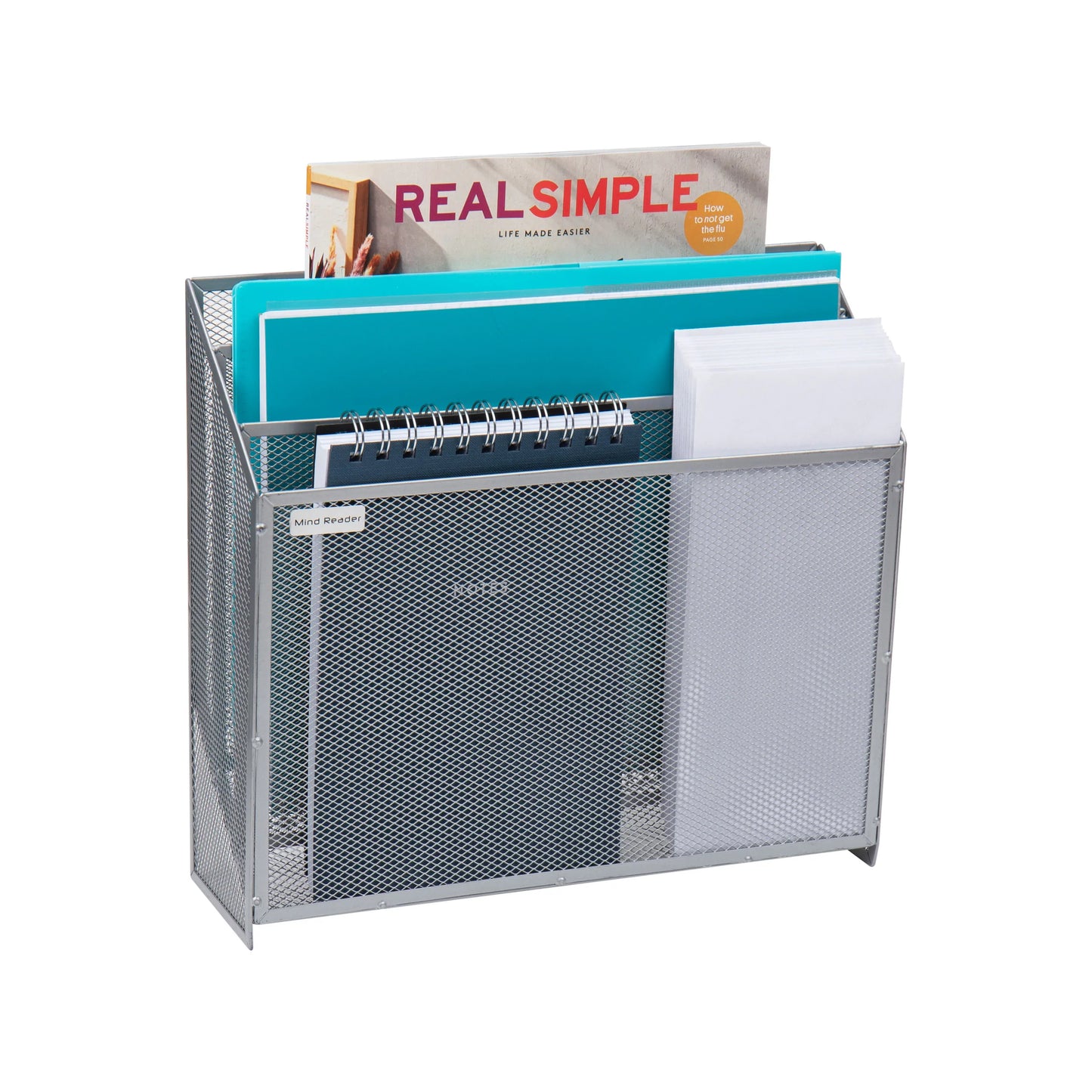 Mind Reader Vertical File Storage, Desktop Organizer, Workspace, Office, Metal Mesh, 12.5"L x 3.75"W x 11.5"H