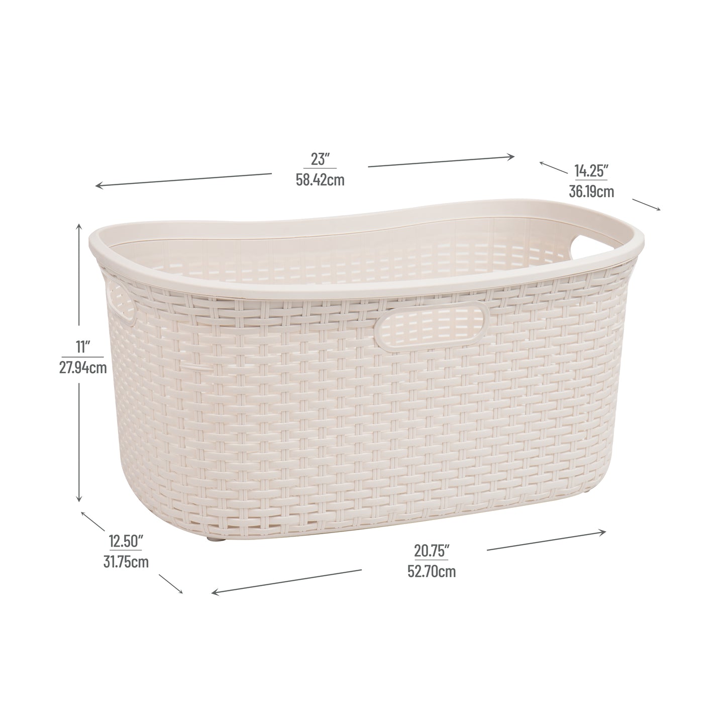 Mind Reader Basket Collection, Laundry Basket, 40 Liter (10kg/22lbs) Capacity, Premium Wicker Look, Cut Out Handles, Ventilated