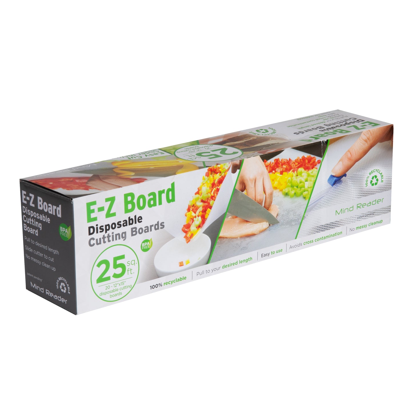 Mind Reader E-Z Board Disposable Plastic Cutting Board, 25 Square Feet, Easy Clean-Up and Convenient Use, Ideal for Camping, Hunting, Boating, and For People With Food Allergies, Clear