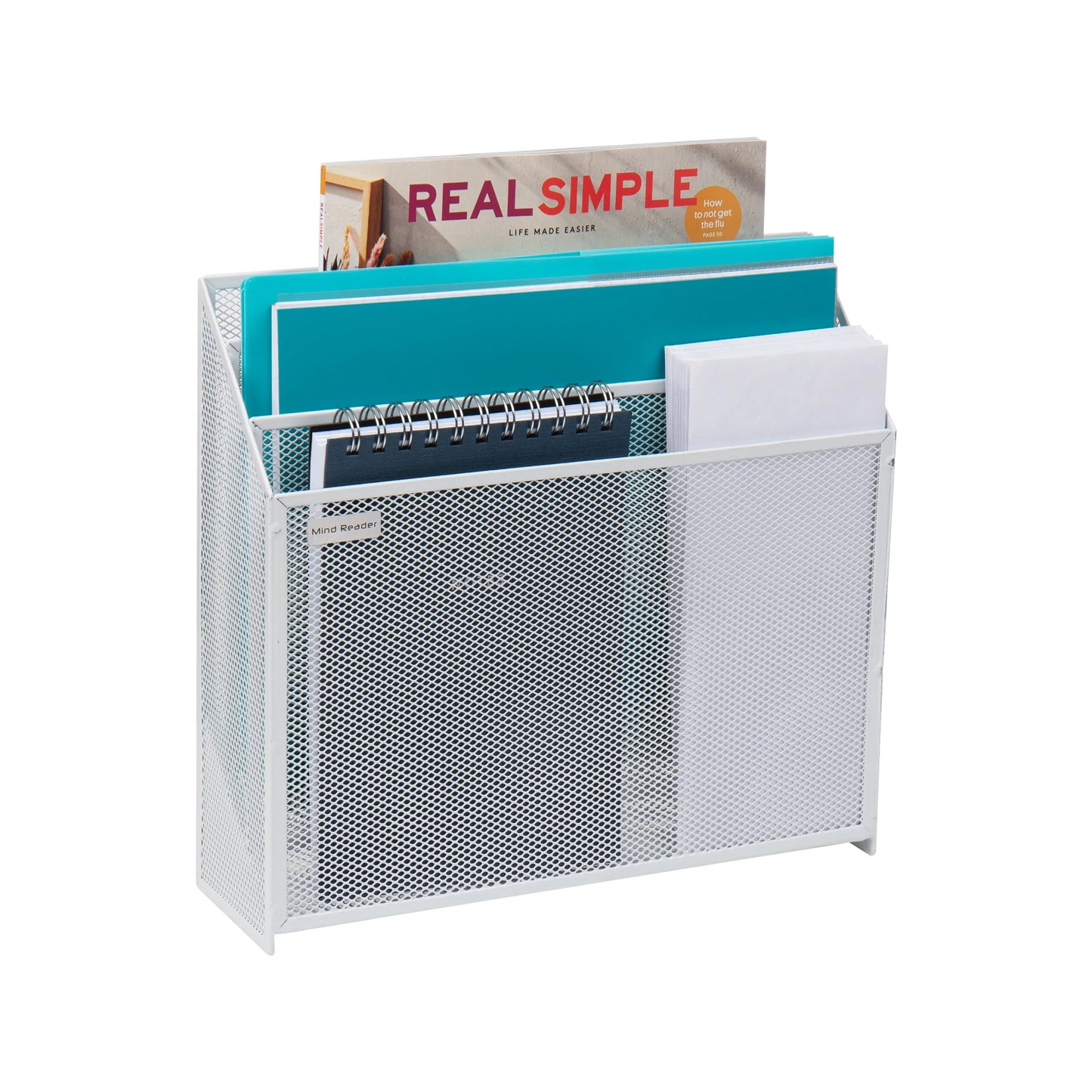 Mind Reader Vertical File Storage, Desktop Organizer, Workspace, Office, Metal Mesh, 12.5"L x 3.75"W x 11.5"H