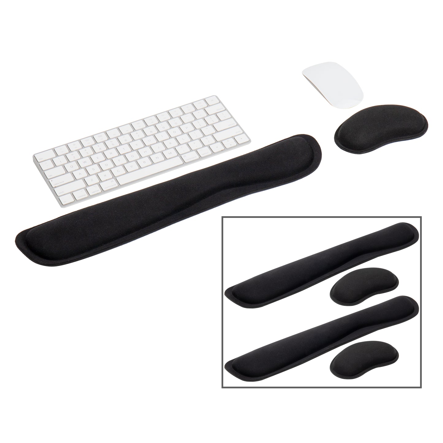 Mind Reader Harmony Collection, Ergonomic Wrist Rest Sets, Gel and Memory Foam Support for the Keyboard and Mouse, Textured Neoprene Surface, Non-Slip Rubberized Base, Set of 3 (2pcs. each Set), Black